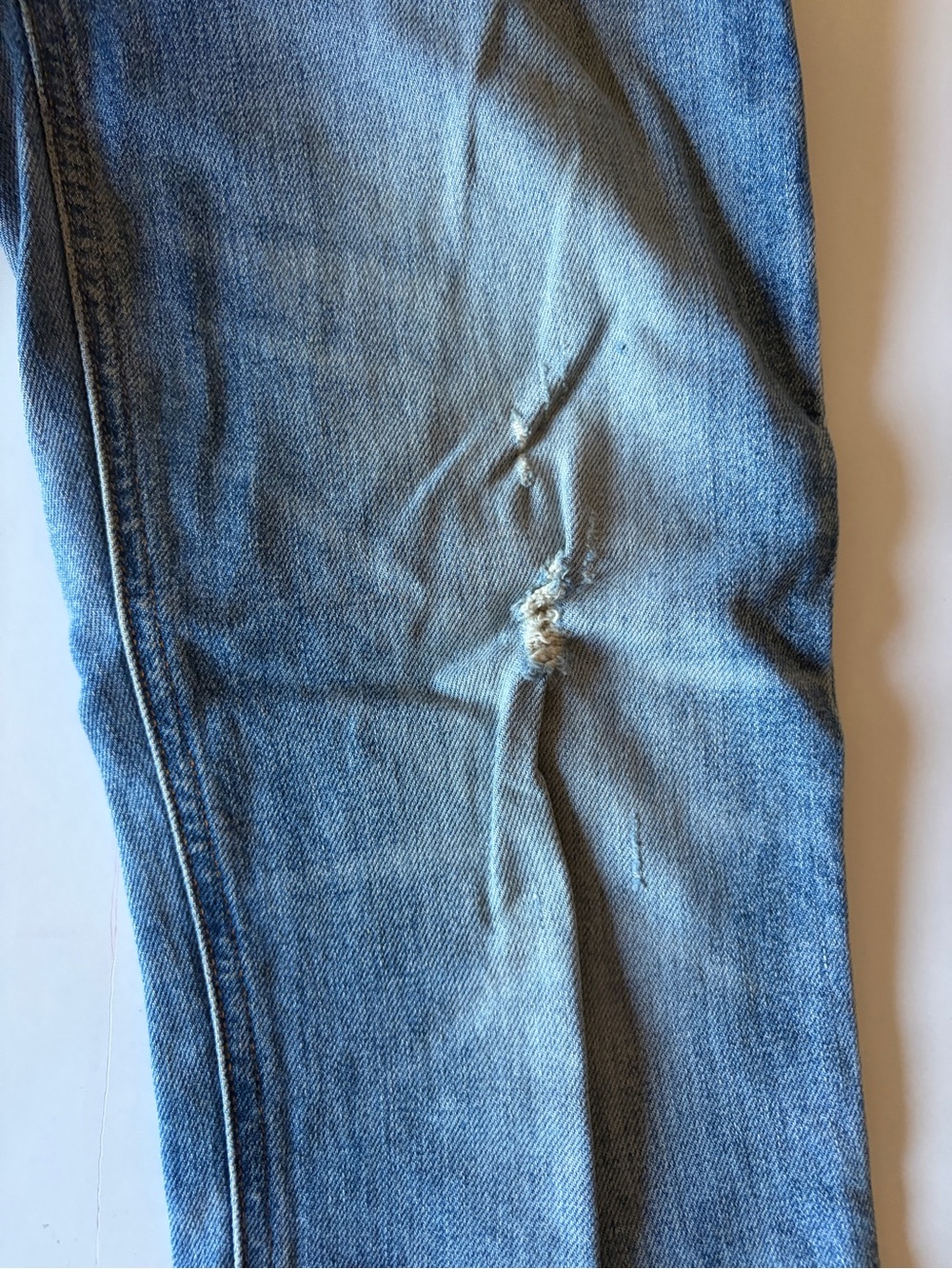 Denim forum arlo high rise straight distressed blue jeans women’s size 24 ankle - Picture 3 of 6